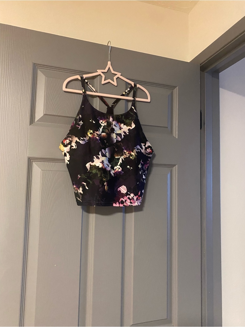 Old Navy Black Floral Cropped Tank